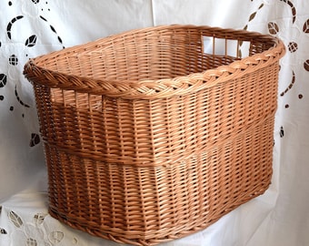 Wicker Laundry Basket, Handwoven Storage Basket, Laundry Hamper Basket, Willow Log Basket, Firewood Basket, Wicker Crate