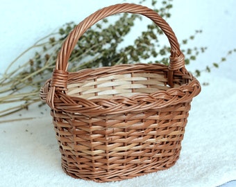 Kids Wicker Basket, Small Basket, Small Willow Basket, Small Wedding Basket, Egg Basket, Easter Basket, Flower Girl Basket, Rustic Wedding