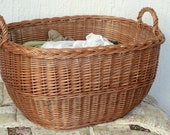Wicker Laundry Basket, Handwoven Storage Basket, Laundry Hamper Basket, Willow Log Basket, Firewood Basket, Wicker Crate, Basket Two handles