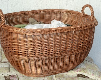 Rustic Wicker Log Basket Storage Heavy Duty Firewood Fireplace Store Heavy Duty