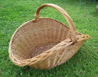 Large Wicker Basket, Large Gathering Basket, Firewood Basket, Big Display Basket, Willow Basket Log Basket Farmhouse Decor Basket Photo Prop