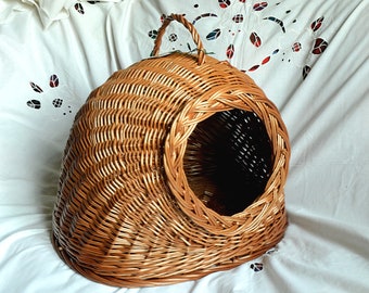 Cat Bed, Cat Cave, Wicker Basket for Cats, Cat House, Cat/Small Dog House, Willow Basket for Cats, Cat Basket Igloo Cat Bed, Igloo Pet House