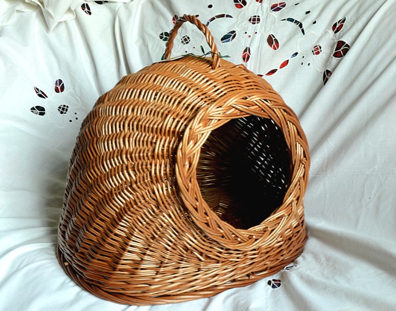Cat Bed Cat Cave Wicker Basket for Cats Cat House Etsy