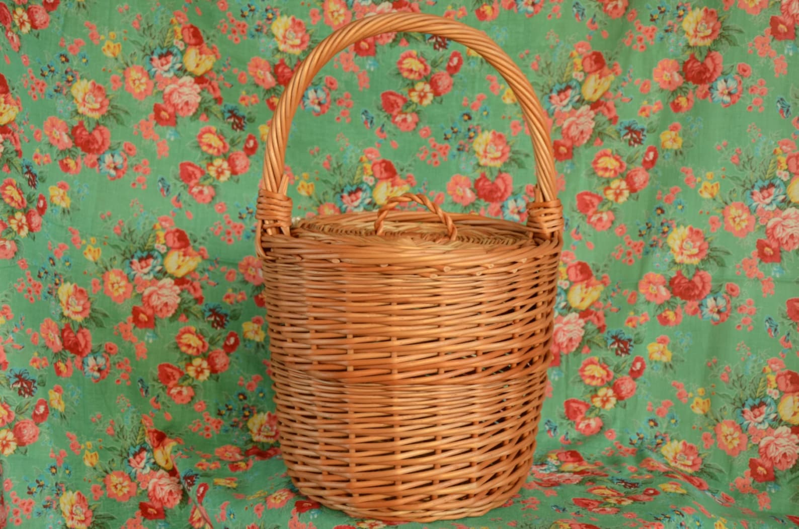 Jane Birkin Basket Round Wicker Basket with Lid Round Willow Etsy