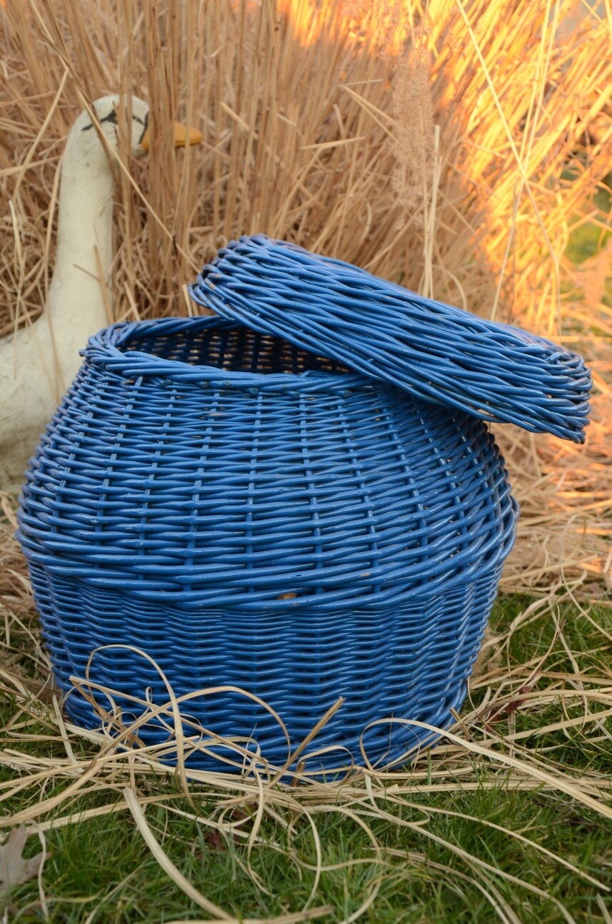 Wicker Storage Basket With Lid Woven Laundry Basket Hand Etsy