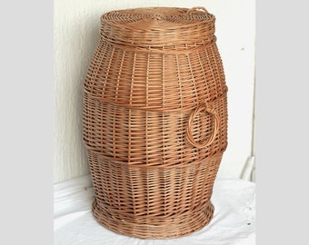 Wicker Laundry Basket, Wicker Hamper Basket, Handmade Willow Laundry Basket with Lid, Handwoven Wicker Hamper with Lid,Wicker Laundry Hamper