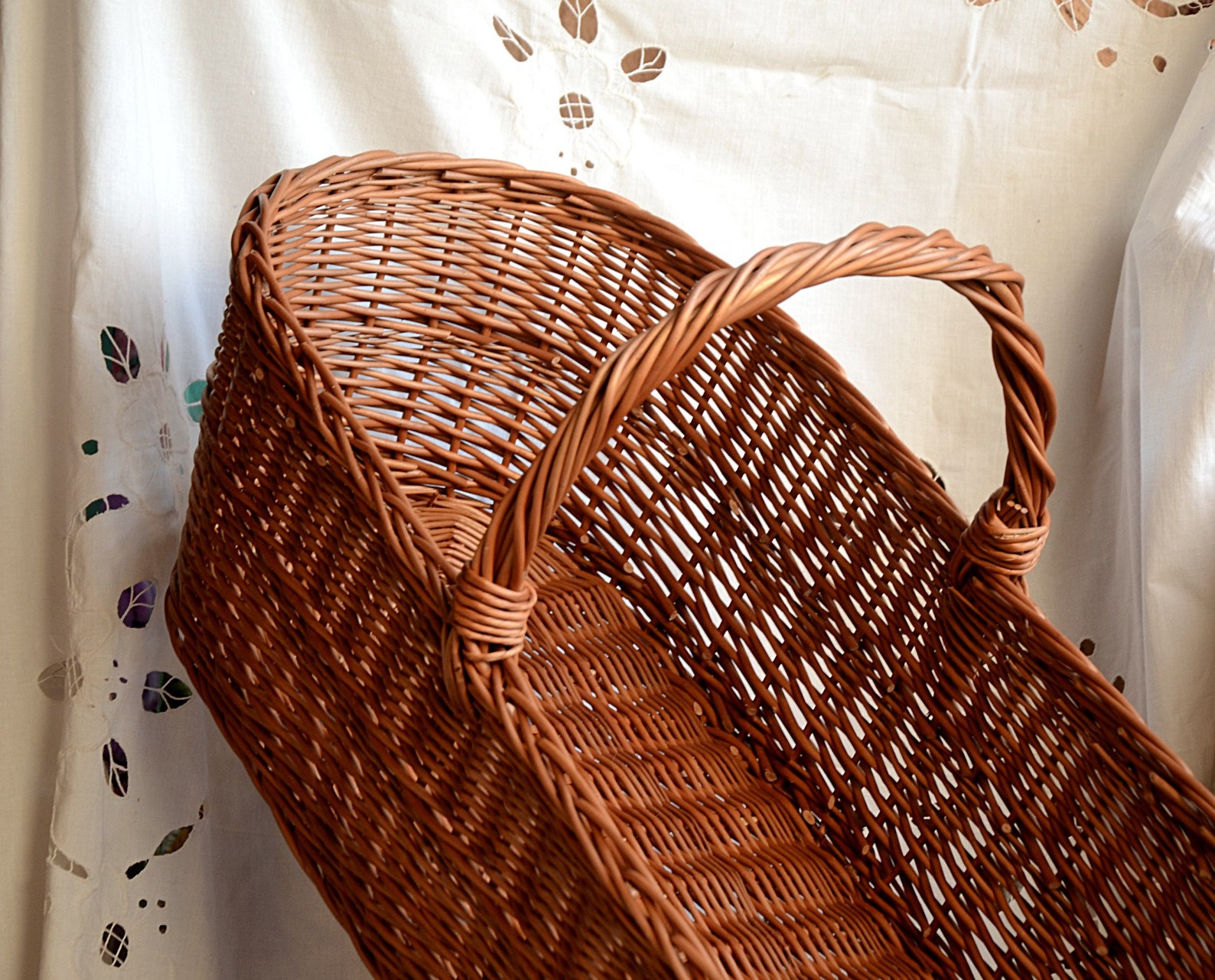 Extra Long Basket with Handle Very Large Wicker Basket Long Etsy