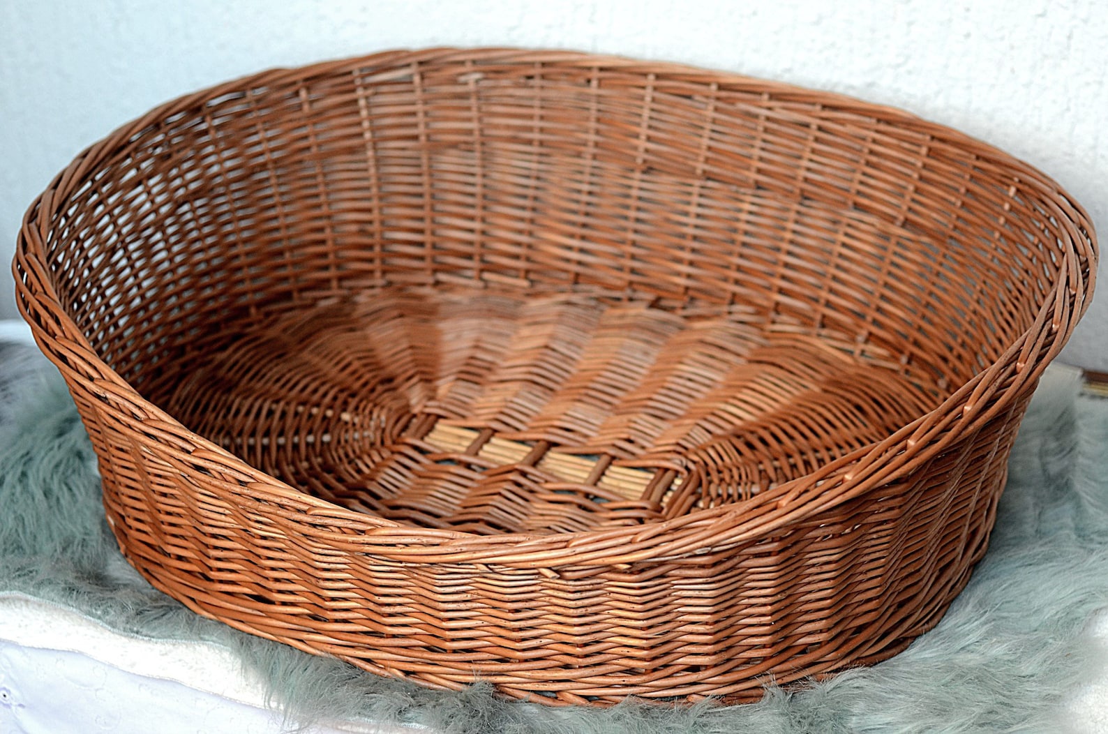 Wicker Dog Bed Medium Dog Basket Pet Bed Dog/cat Basket Etsy