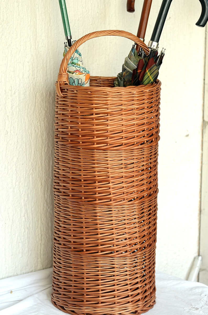 Made to Order Wicker Umbrella Holder Rustic Wicker Umbrella Etsy UK