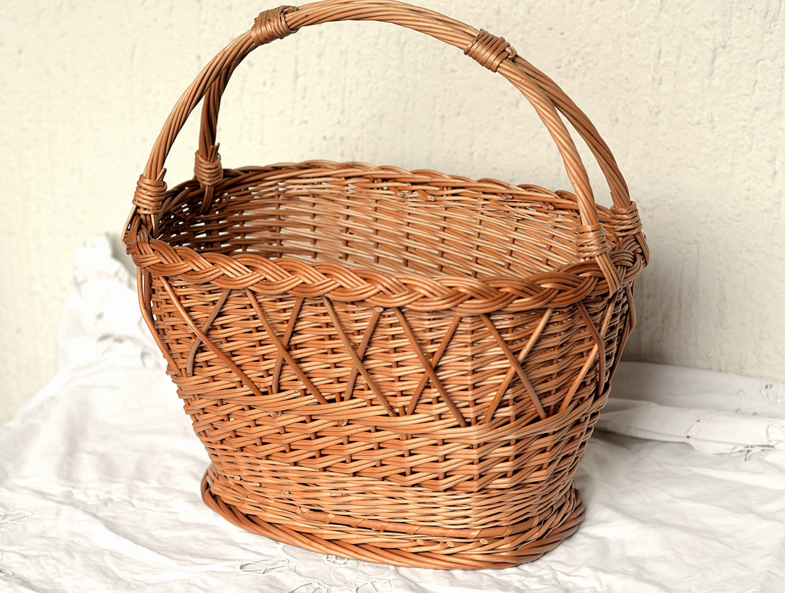 Traditional Woven Basket Handmade Wicker Basket Oval Willow Etsy