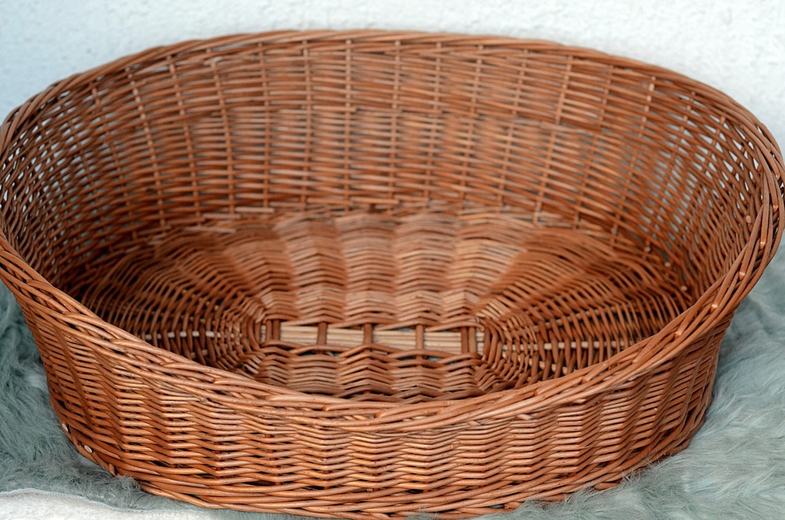 Wicker Dog Bed Medium Dog Basket Pet Bed Dog/cat Basket Etsy