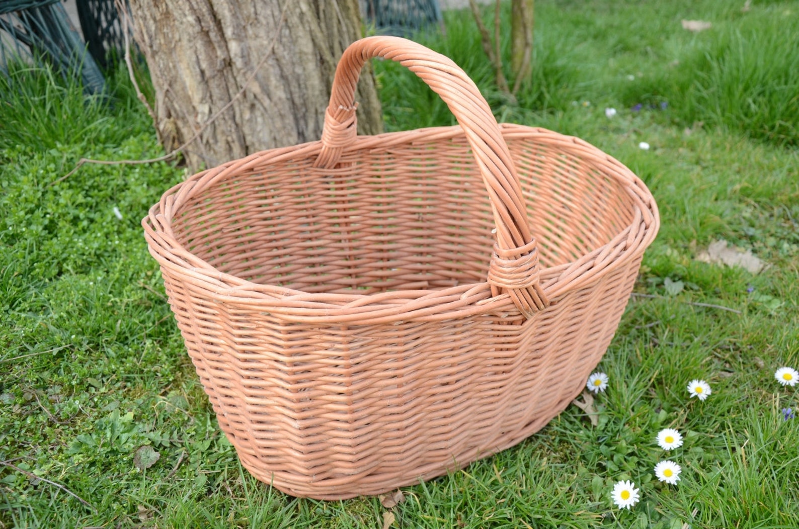 Large Oval Basket Large Wicker Basket Handwoven Basket Etsy