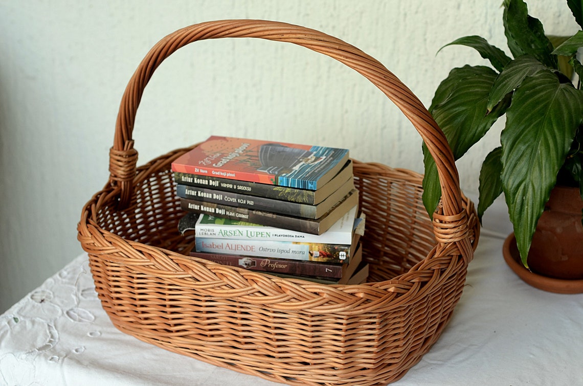 Rectangular Wicker Basket Gift Basket Shallow Basket Etsy