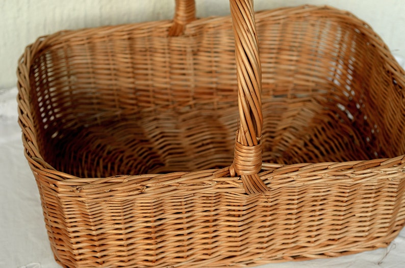 Large Rectangular Wicker Basket, Display Basket, Large Gift Basket, Rectangular Basket High Handle,Large Basket with Handle Gathering Basket image 2