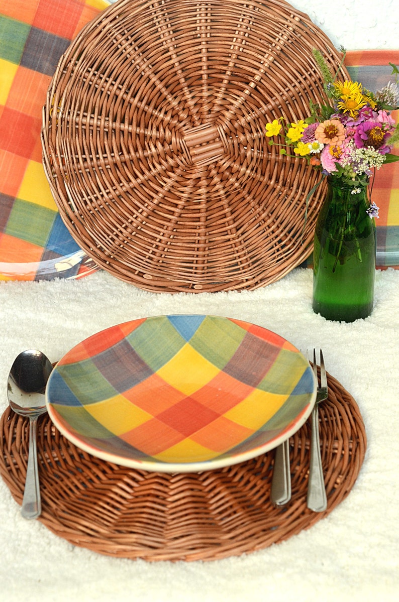 Wicker Plate Charger Woven Wicker Charger Rustic Table Etsy
