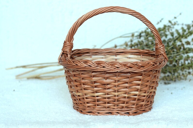 Kids Wicker Basket, Small Basket, Small Willow Basket, Small Wedding Basket, Egg Basket, Easter Basket, Flower Girl Basket, Rustic Wedding image 2