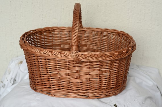 Handmade Willow Basket Woven Wicker Basket Gathering Basket