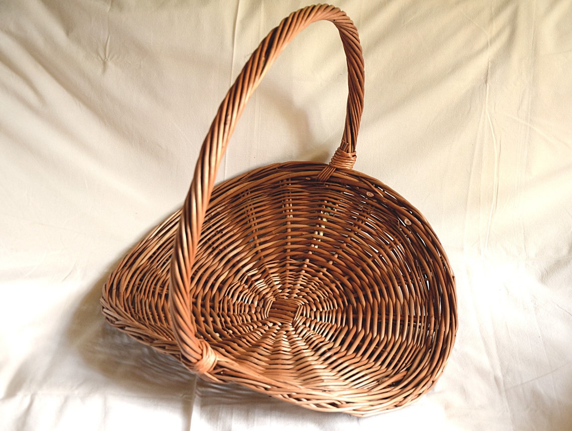 Handwoven Wicker Gathering Basket Garden Basket Log Basket Etsy