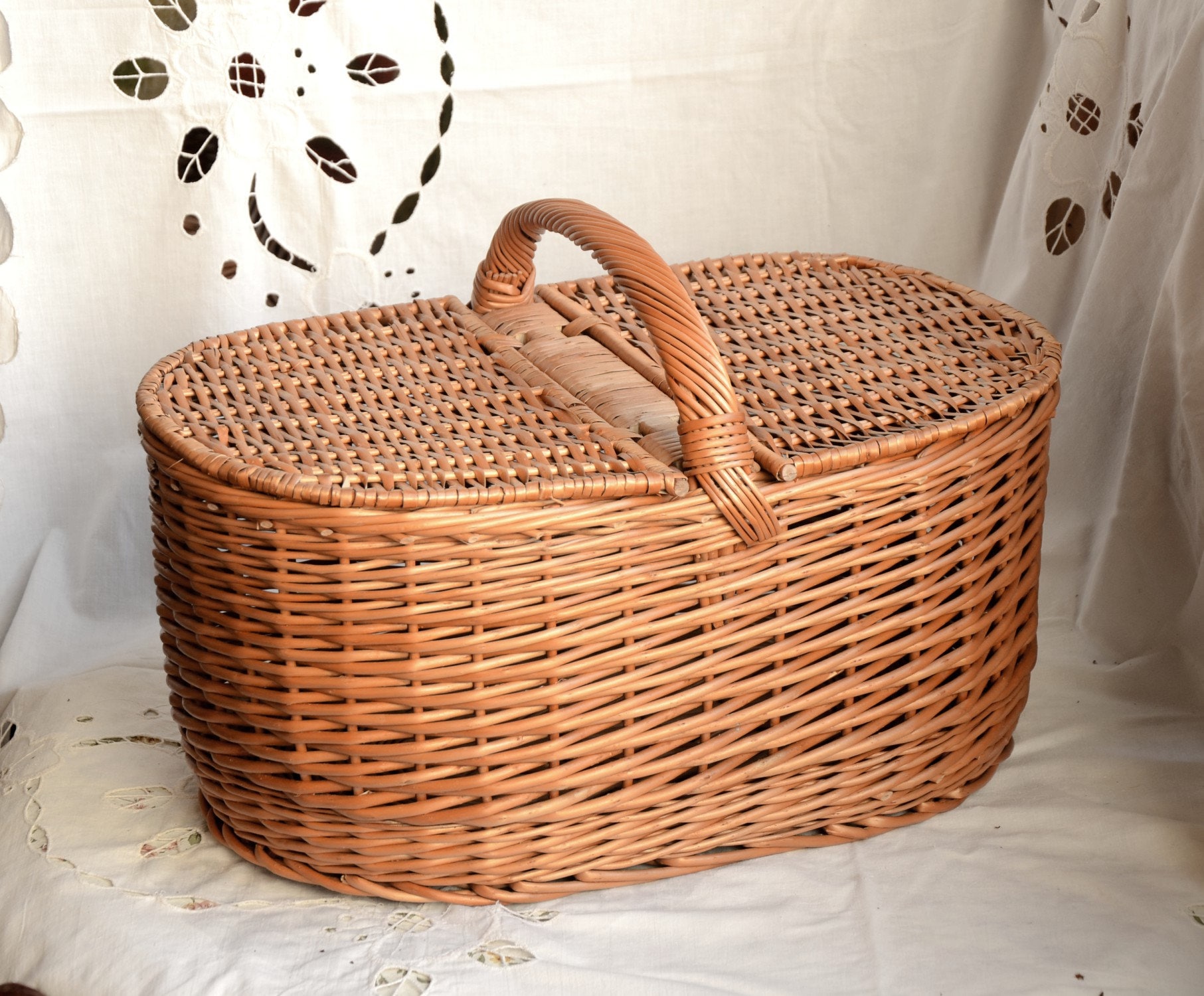Large Picnic Basket Wicker Picnic Basket Willow Basket Traditional Picnic Basket Lidded Basket Handwoven Picnic Basket Willow Picnic Etsy Polska