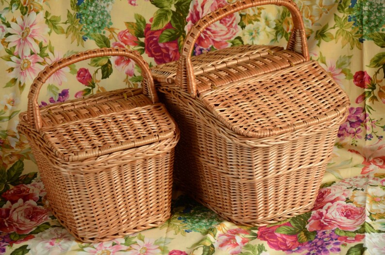 Handmade Wicker Picnic Basket Handmade Willow Basket Picnic Etsy