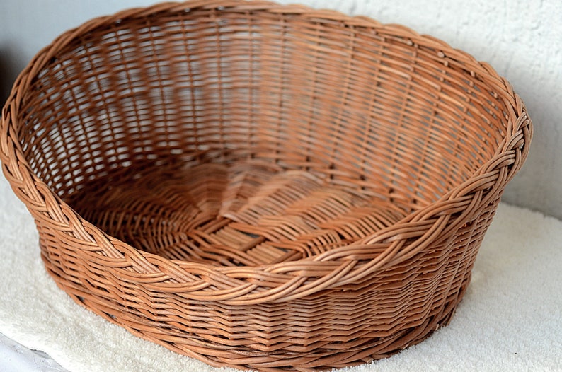 Oval Dog Bed, Wicker Dog Bed, Oval Cat Bed, Wicker Dog Basket, Small Dog Wicker Basket, Natural Material Dog Bed, Pet Basket Pet Bed Natural image 3