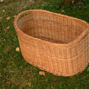 Large Storage Basket, Oval Storage Wicker Basket, Log Basket Big Sturdy Basket, Large Woven Basket Rustic Storage Trunk Big Laundry Basket