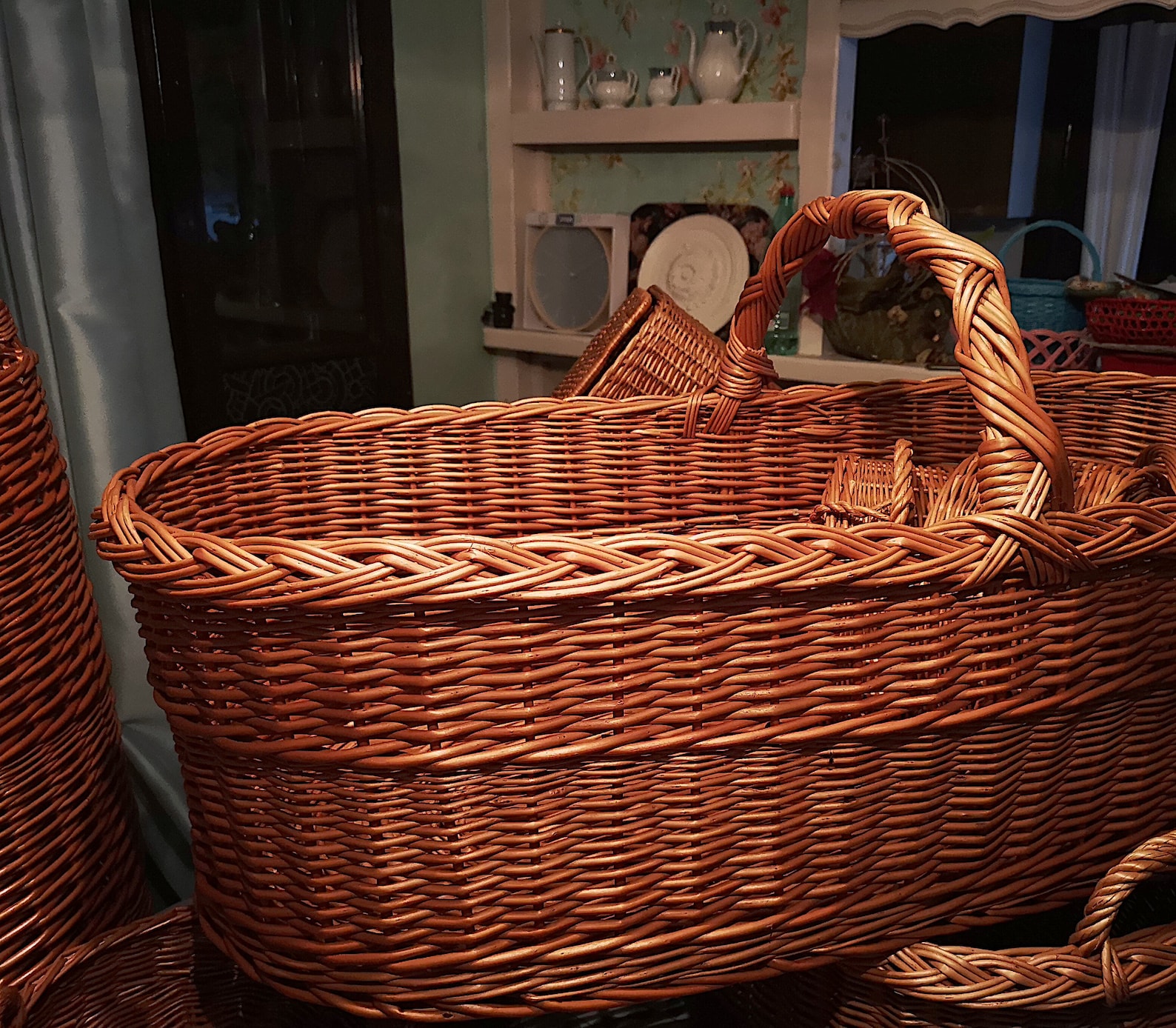 Extra Long Basket with Handle Very Large Wicker Basket Long Etsy