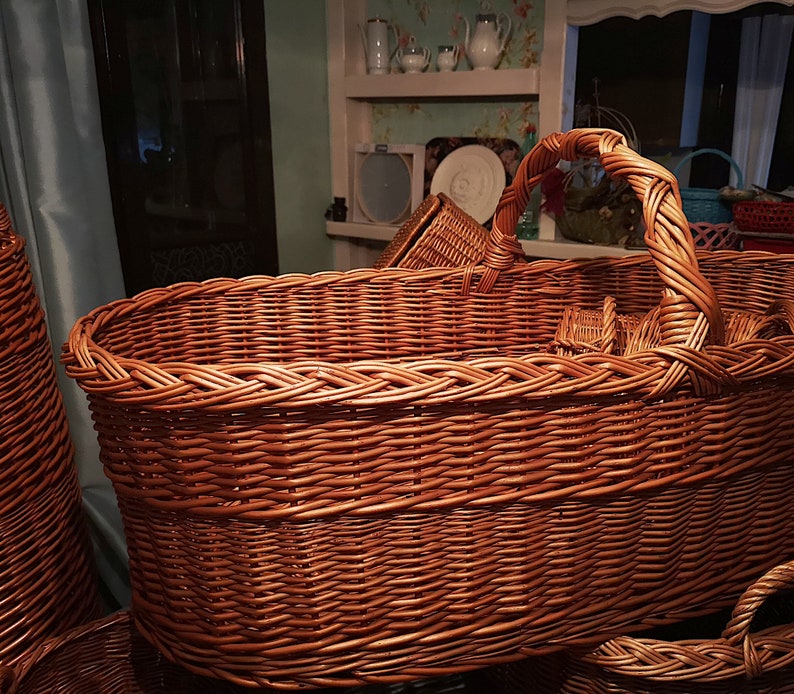 Extra Long Basket with Handle Very Large Wicker Basket Long Etsy