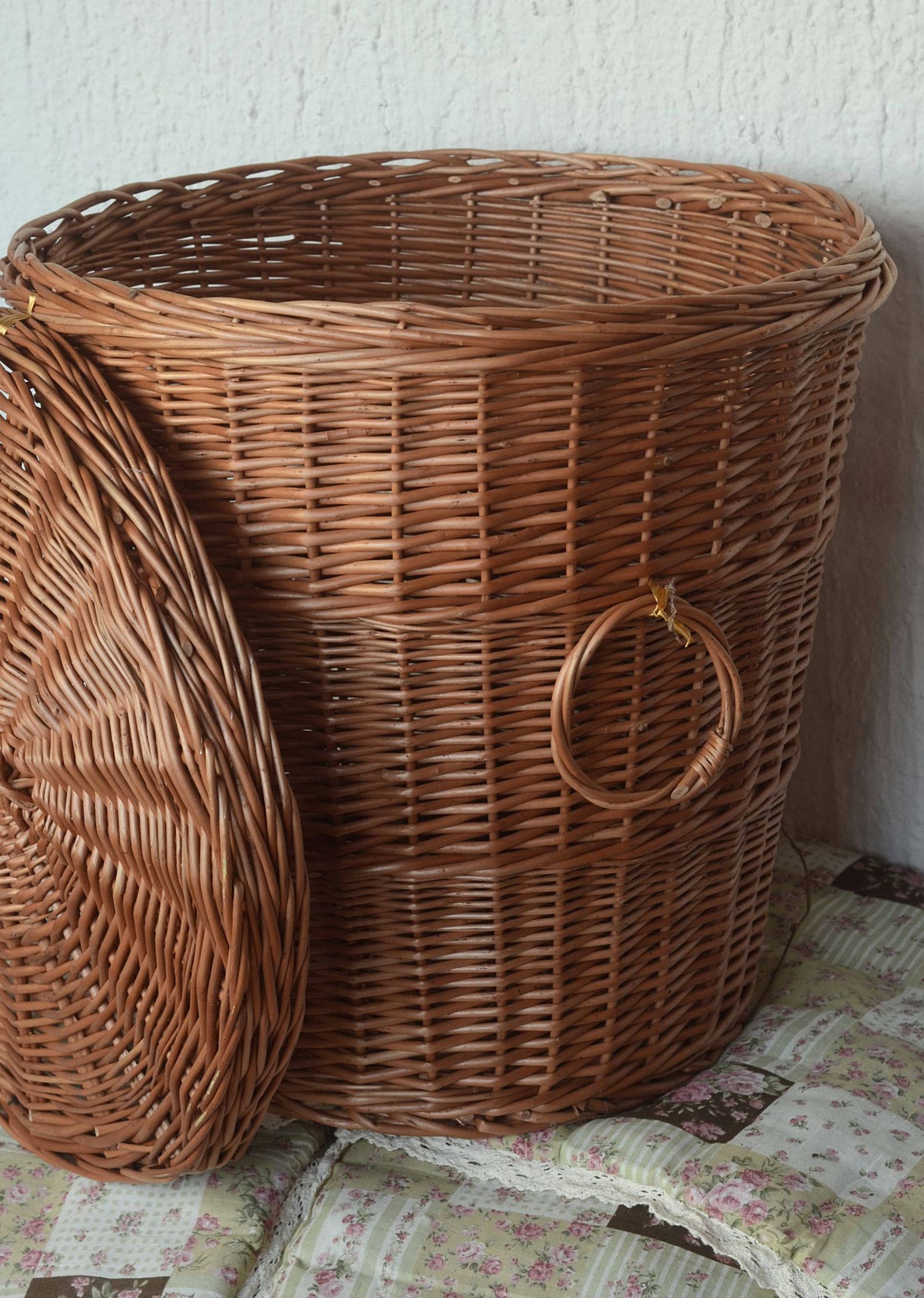 Storage Basket With Lidwicker Laundry Basket Handmade Willow Etsy