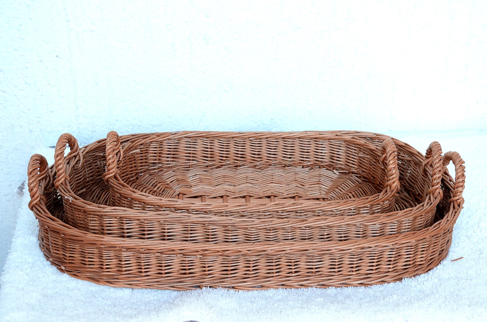 Long Woven Basket Tray Large Oval Wicker Tray Large Rustic Etsy Canada