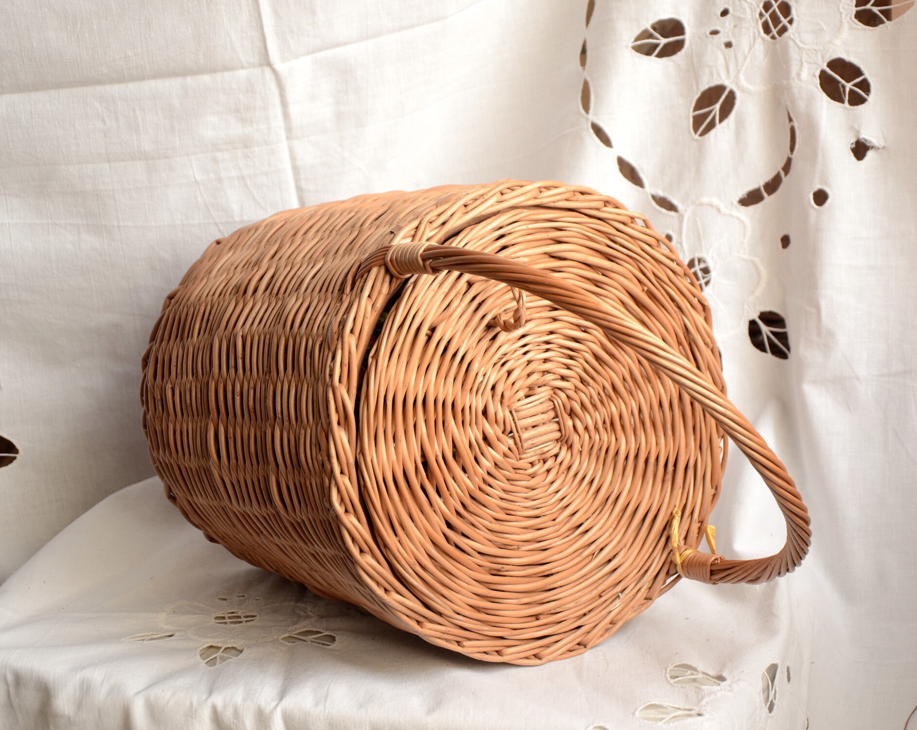Round Wicker Basket Basket with a Lid Round Willow Basket Etsy