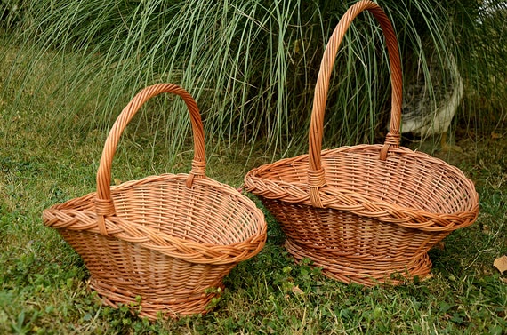 Grand Panier Osier Blanc Mariage