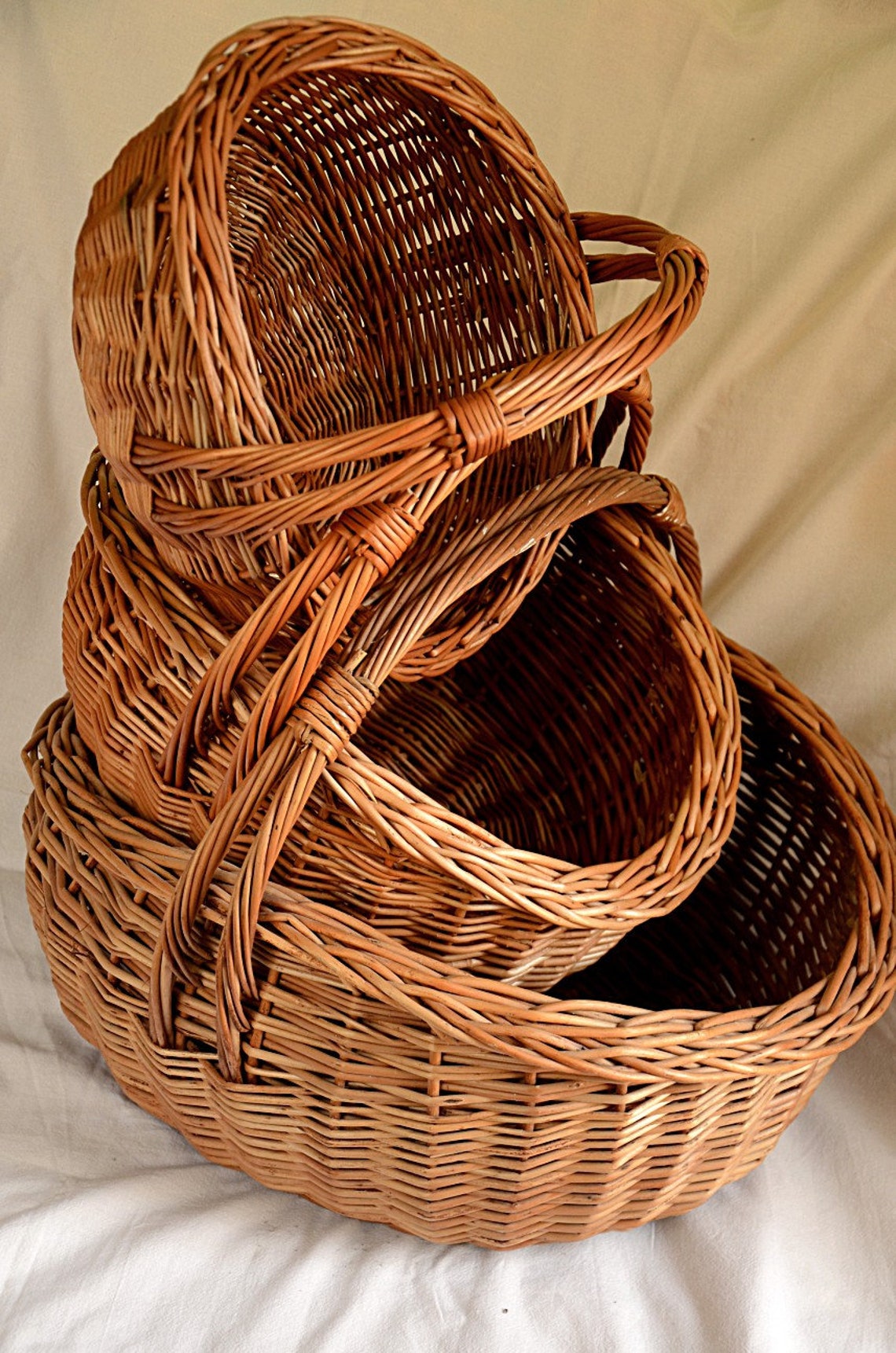 Oval Basket Handmade Wide Wicker Basket Rustic Wicker Etsy