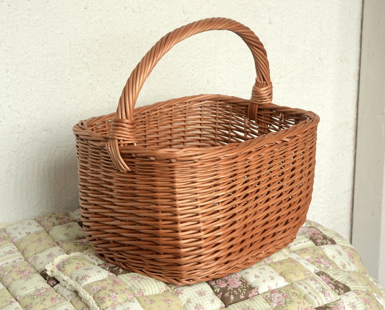 Large Wicker Basket Rectangular Woven Basket Big Picnic Etsy