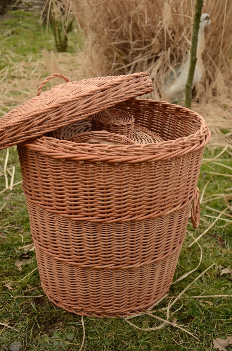 Cesta de almacenamiento con tapa cesta de lavandería de | Etsy
