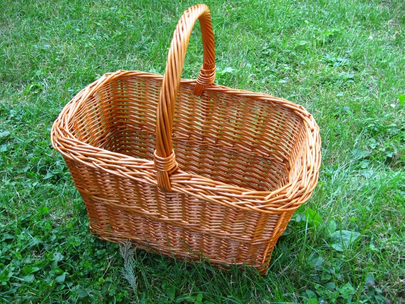 Rectangular Basket Woven Wicker Basket Willow Picnic Basket Etsy