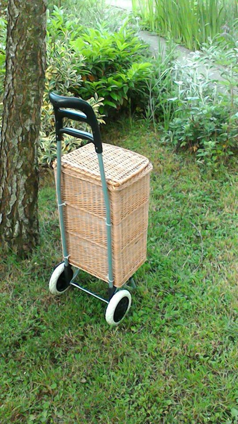 Wicker Shopping Trolley Wicker Shopping Basket Trolley Etsy