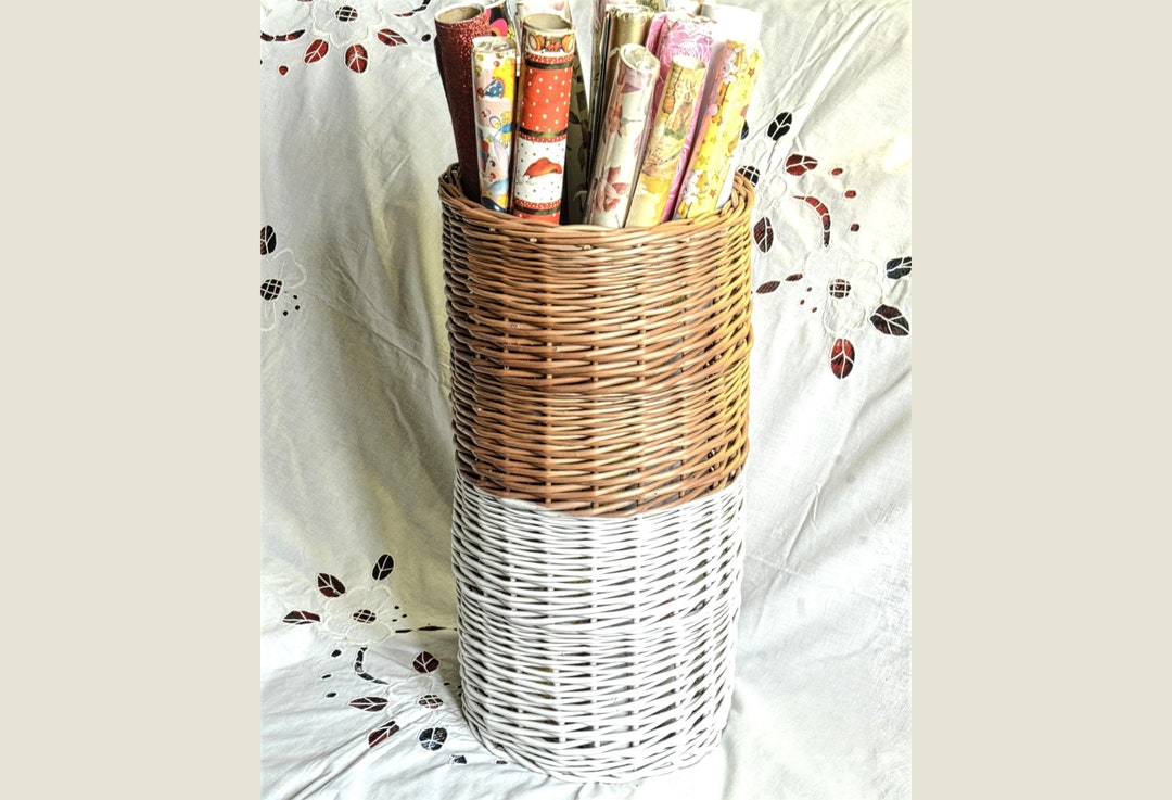 Made to Order Wicker Umbrella Holder Rustic Wicker Umbrella Stand