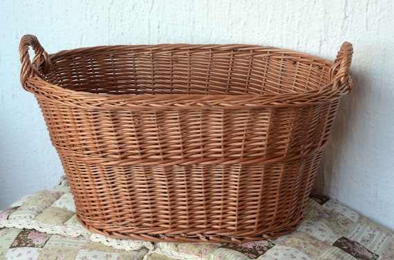 Large Wicker Laundry Basket, Big Laundry Basket, Handled Oval Basket, Oval Laundry  Basket, Large Storage Basket, Laundry Hamper, Log Basket 