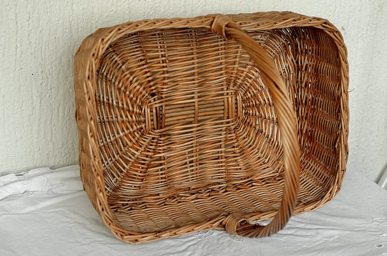 Large Rectangular Wicker Basket, Display Basket, Large Gift Basket, Rectangular Basket High Handle,Large Basket with Handle Gathering Basket image 4