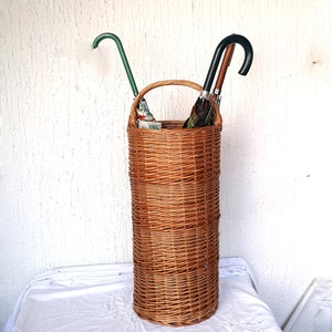 Made to Order Wicker Umbrella Holder, Rustic Wicker Umbrella Stand, Narrow Tall Basket, Hallway Decor, Rustic Home Decor, Eco Friendly