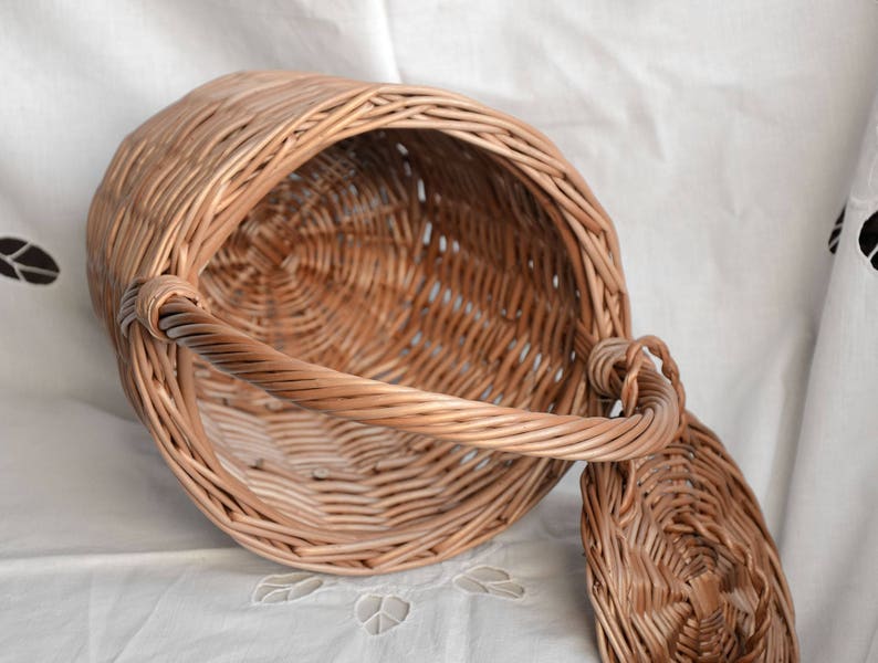 Jane Birkin Basket, Birkin Basket M, Round Wicker Basket with Lid, Medium Round Willow Basket, Round Basket Medium Basket Purse Basket Bag image 4