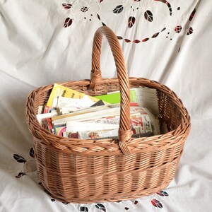 Handmade Willow Basket, Wicker Basket, Rectangular Basket, Farmhouse Basket, Woven Picnic Basket,Grocery Basket,Market Basket, Large Basket image 4