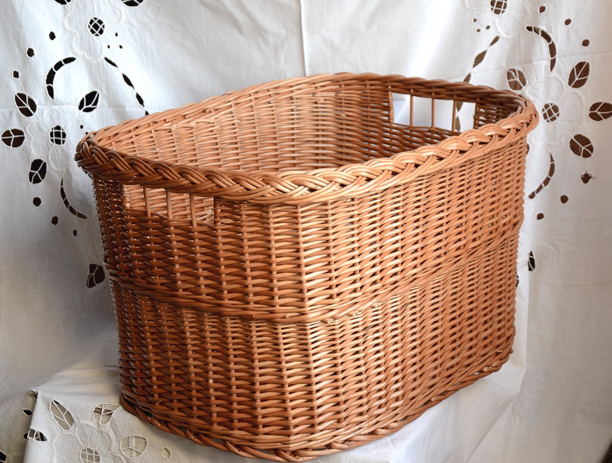 Rustic Basket, Vietnam Handmade Storage Basket, Woven Basket with