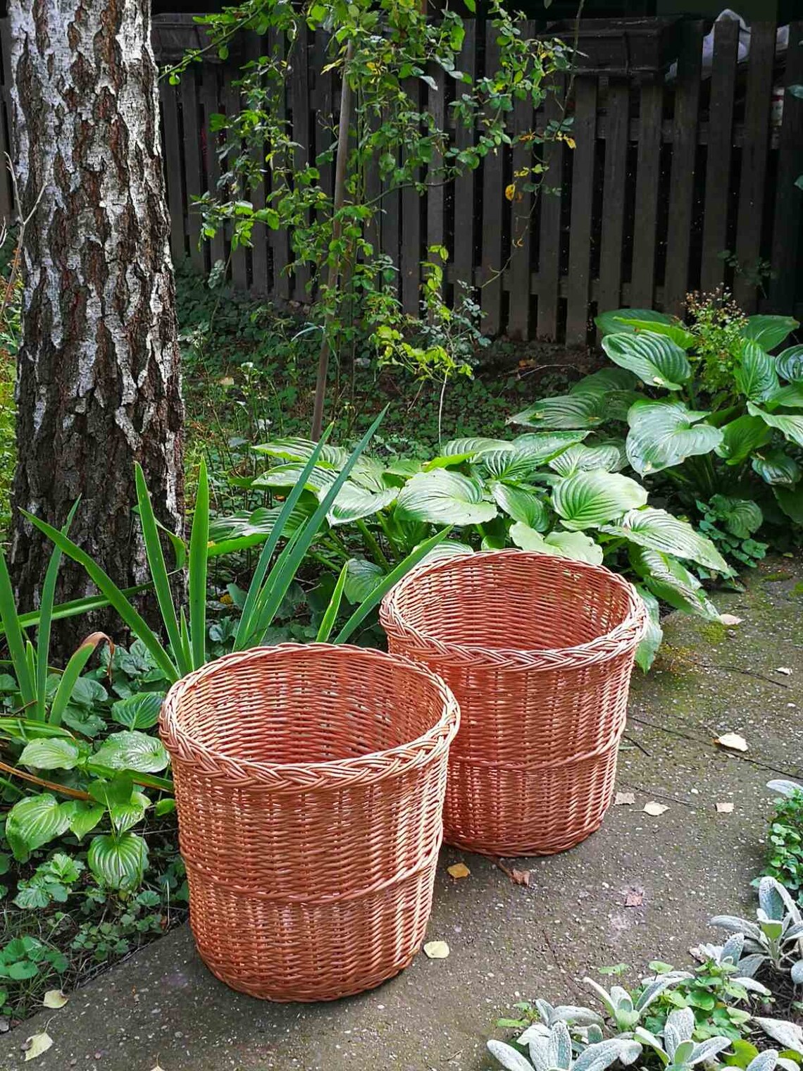 Wicker Waste Bin Basket Plant Pot Big Wicker Planter Etsy