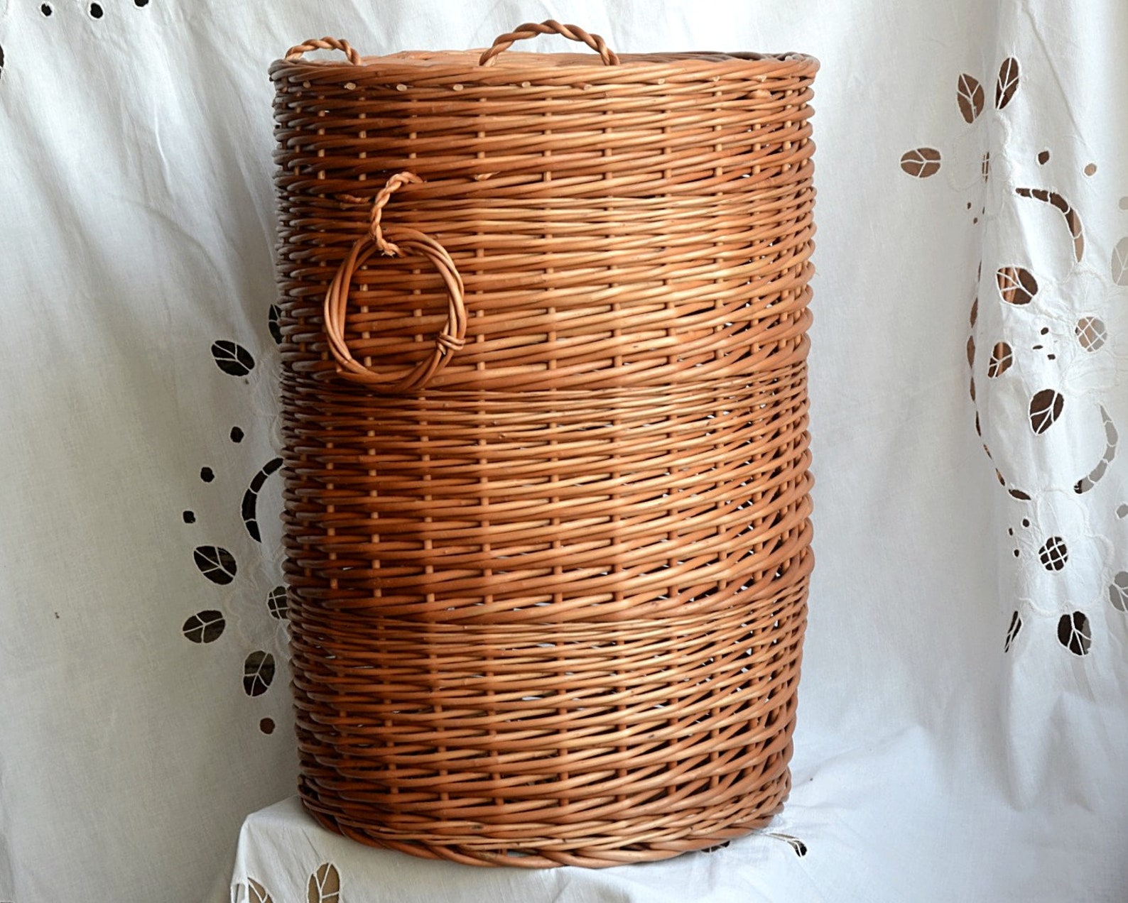 Large Wicker Laundry Basket Round Storage Basket With Etsy