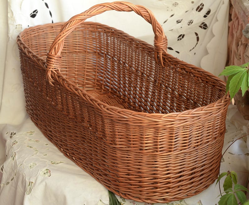 Extra Long Basket with Handle Very Large Wicker Basket Long Etsy
