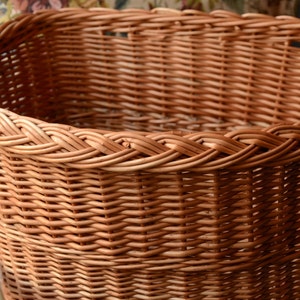 Bicycle Basket, Hand woven Wicker Bike Basket, Wicker Bicycle Basket, Handmade Willow Basket for Bicycle, Bike Wicker Basket Traditional With Side Braid