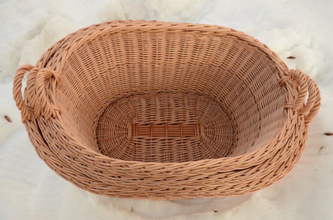Large wicker laundry basket big laundry basket handled oval etsy