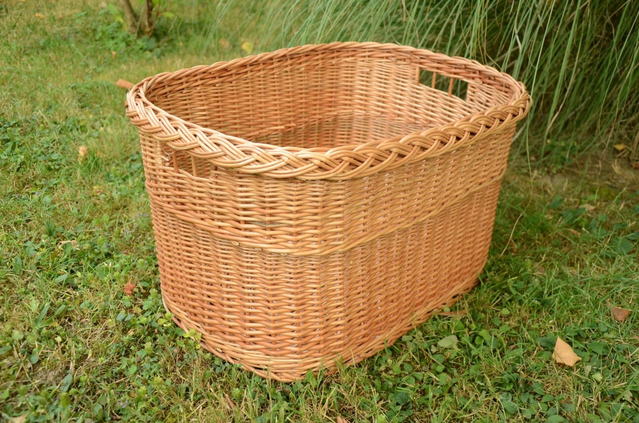 Wicker Laundry Basket Handwoven Storage Basket Laundry Etsy